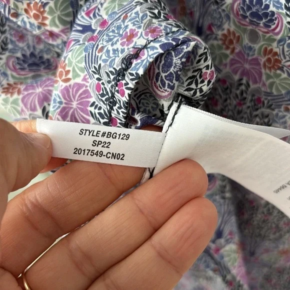 J Crew and Liberty Fabric Tie Sleeve Button Front Organic Cotton Dress Size XXS - Picture 10 of 11